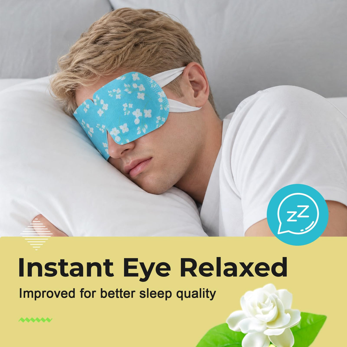Close-up of ProCIV Steam Eye Mask showing elastic ear hooks