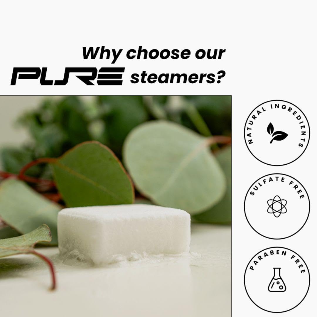 Close-up of Pure Athlete Shower Steamer tablet showing texture