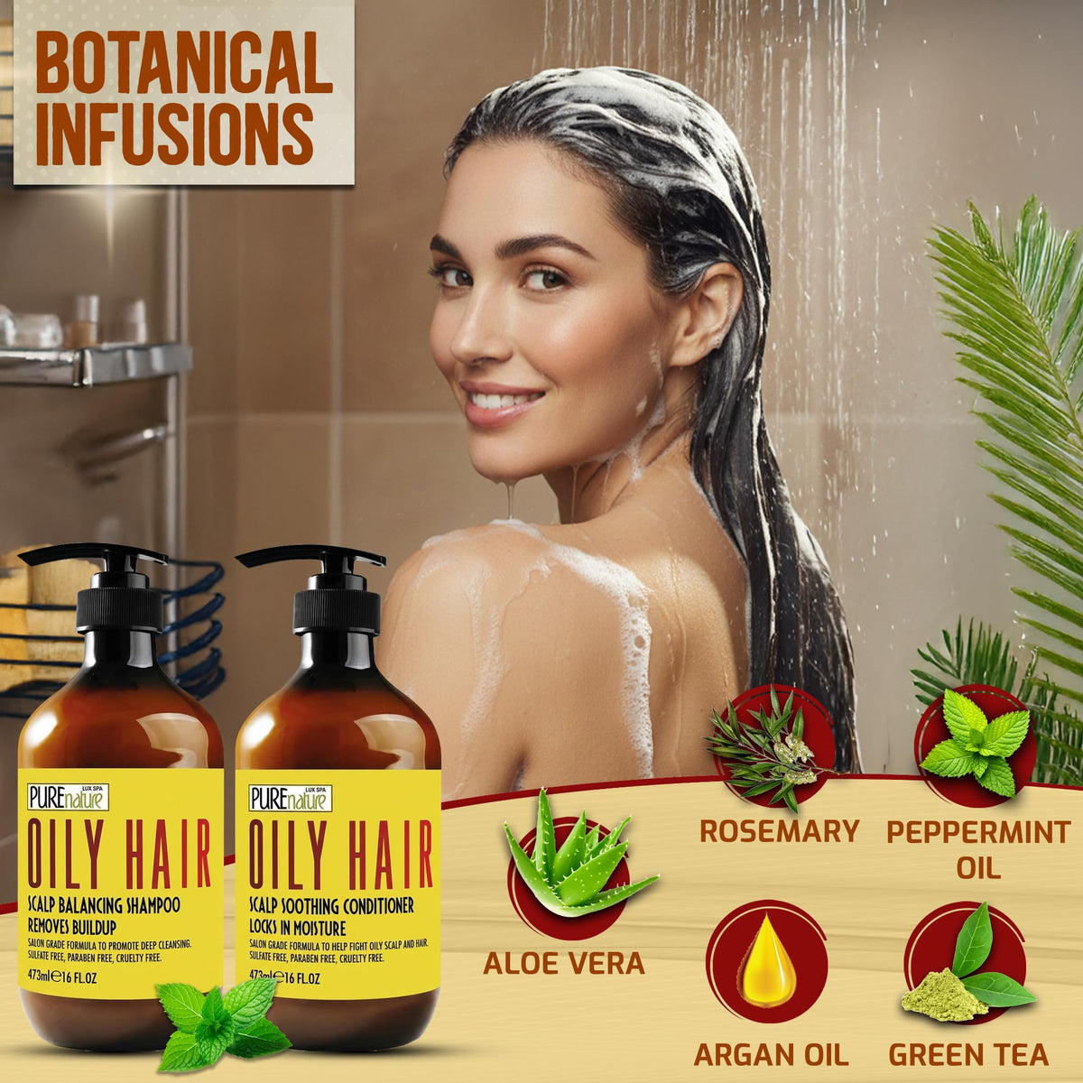 Close-up of PURE NATURE LUX SPA conditioner bottle