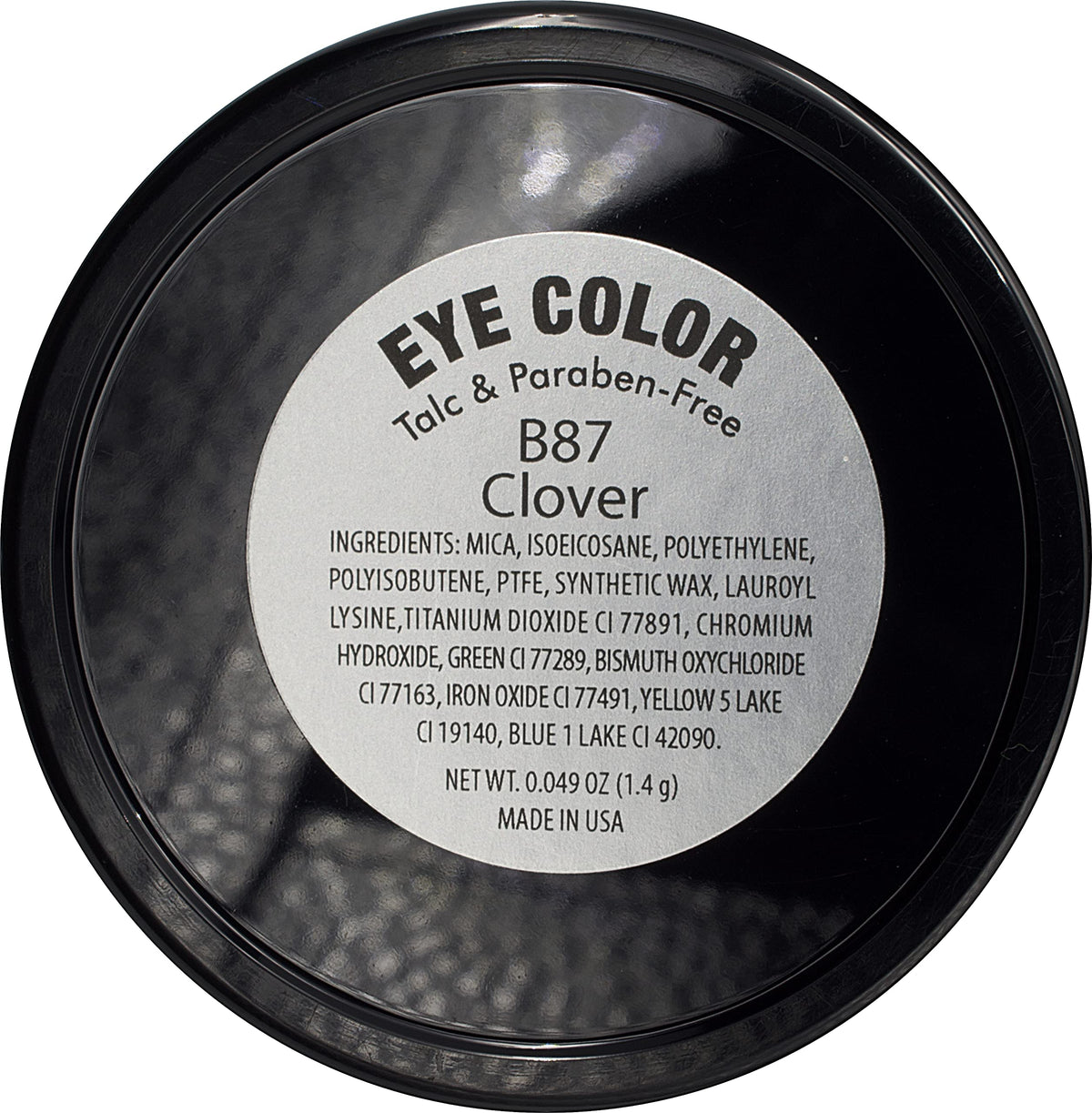 Close-up of Pure Ziva Clover Eyeshadow with gold flecks