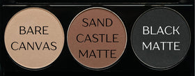 Close-up of Pure Ziva Vegan Eyeshadow Trio Palette showing medium brown shade