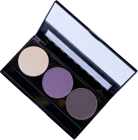 Close-up of Pure Ziva Vegan Eyeshadow Trio Palette showing the matte lavender violet shade