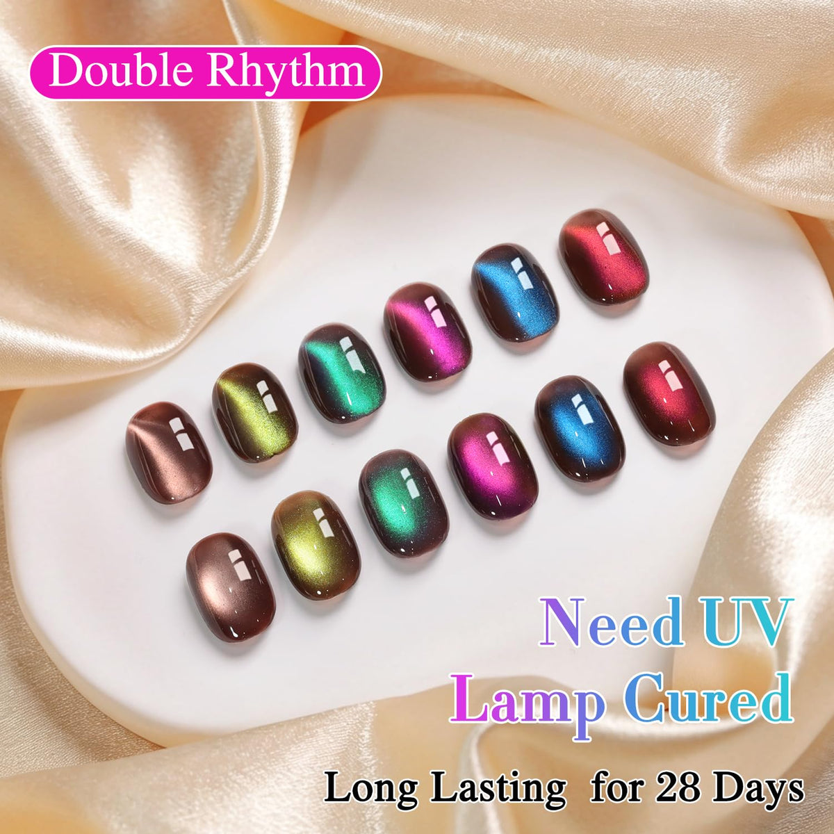 Close-up of purple shade from Double Rhythm Cat Eye Gel Nail Polish