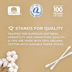 Close-up of Q-tips Organic Cotton Swabs tips