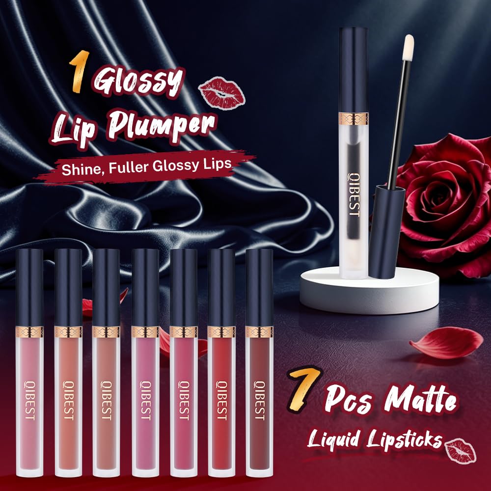 Close-up of QiBest lipstick shades in matte finish