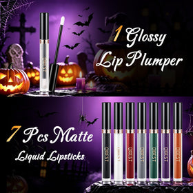 Close-up of QiBest matte liquid lipsticks in various colours