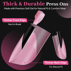 Close-up of QIEK French tip press on nails with numbered tabs