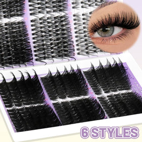 Close-up of QUAFFLY cluster lashes with adhesive