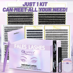 Close-up of QUAFFLY false eyelashes in natural style