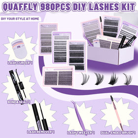 Close-up of QUAFFLY lash curler and precision tweezers
