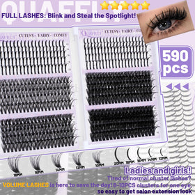 Close-up of QUAFFLY spike lashes in various styles