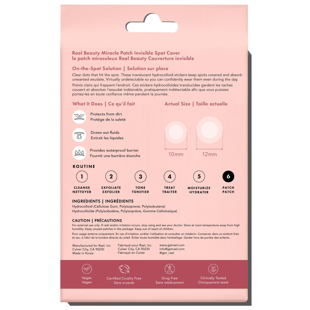 Close-up of Rael Hydrocolloid Patches with clear matte finish