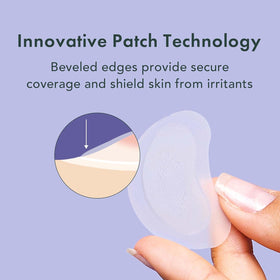 Close-up of Rael Hydrocolloid Pimple Patch on skin