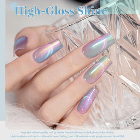 Close-up of RARJSM Blue Cat Eye Gel Nail Polish