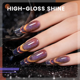 Close-up of RARJSM Chameleon Cat Eye Gel Nail Polish bottle with green shade
