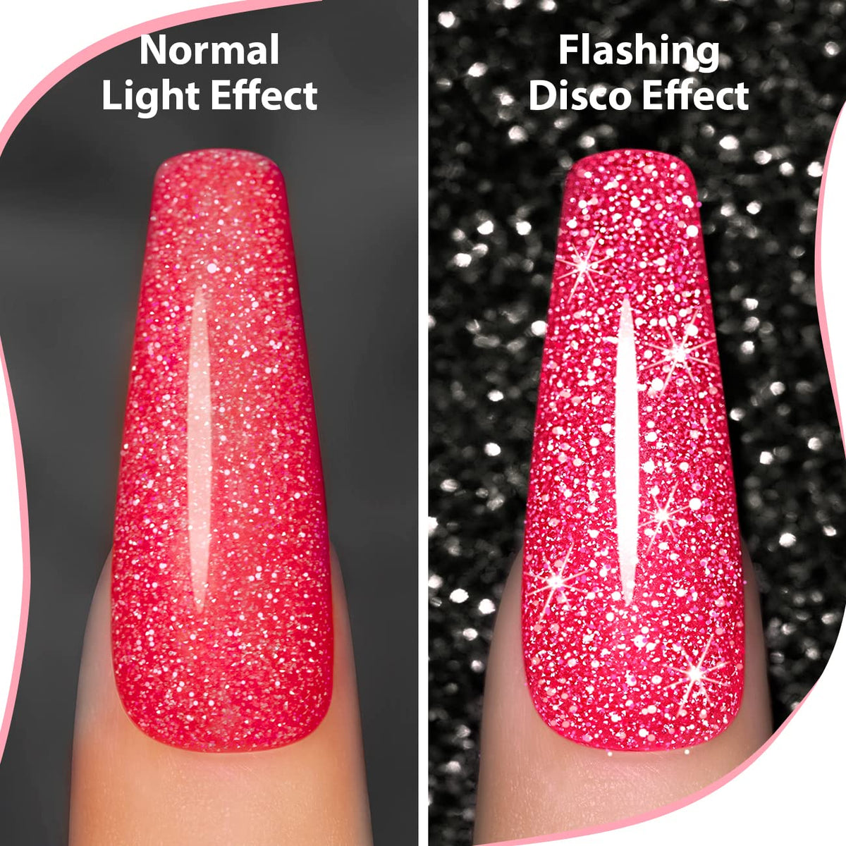 Close-up of RARJSM Gel Liner silver glitter polish bottle