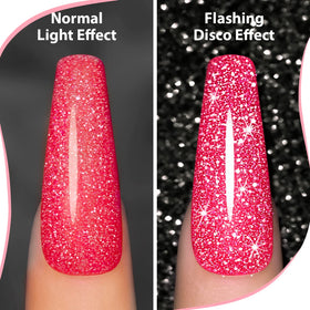 Close-up of RARJSM Gel Liner silver glitter polish bottle