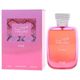 Close-up of RASASI Hawas Pink Eau de Parfum spray nozzle