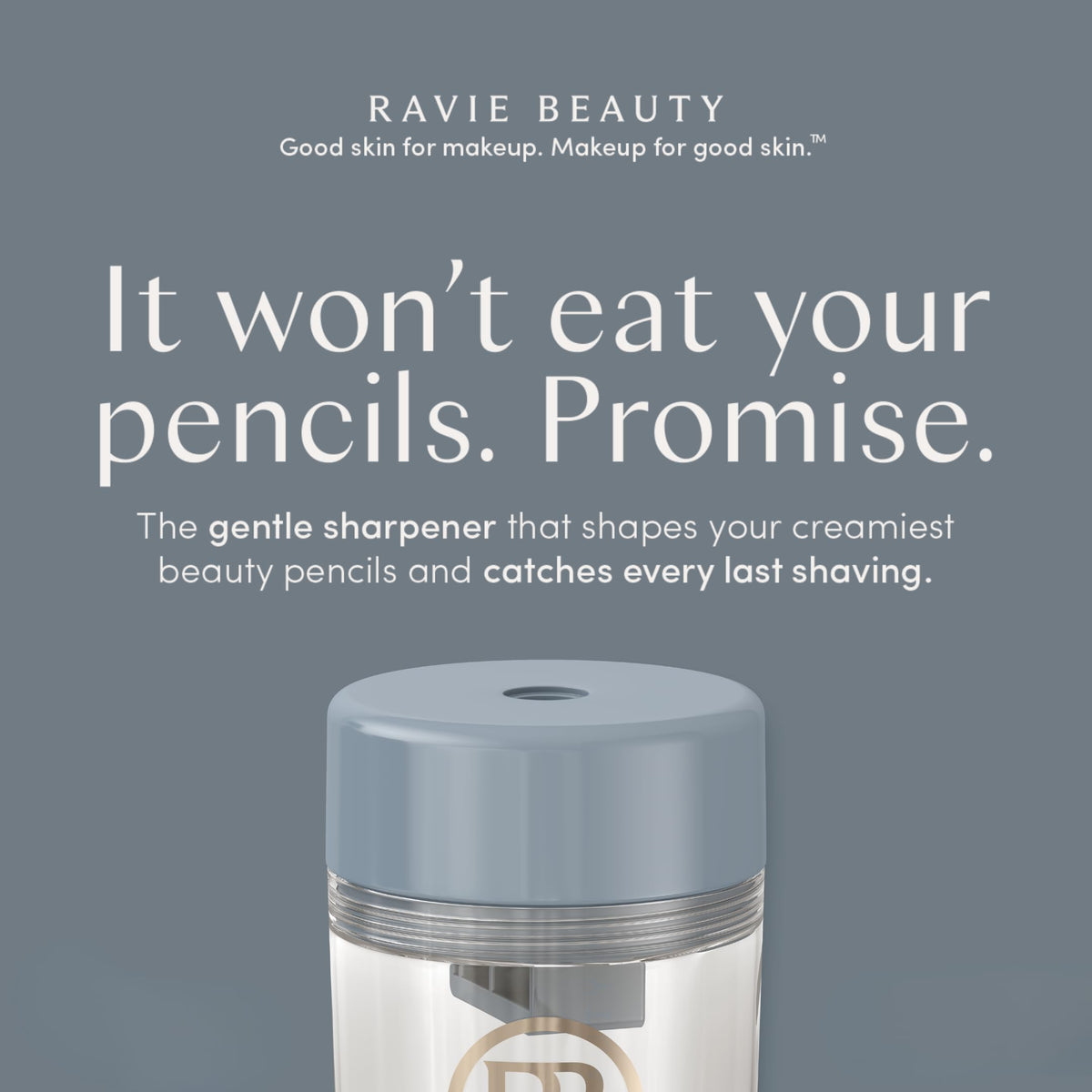 Close-up of Ravie Beauty sharpener dual blade design