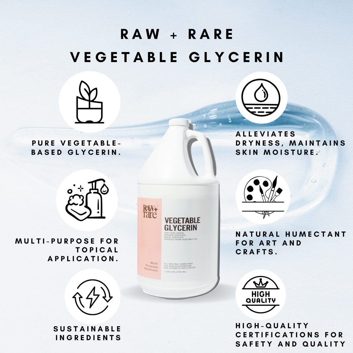 Close-up of Raw Plus Rare Vegetable Glycerin label