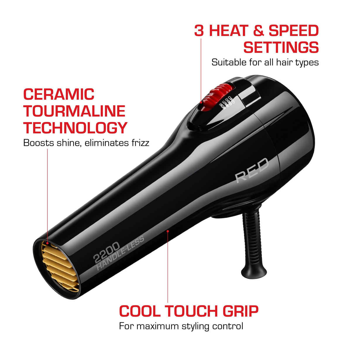 Close-up of Red by Kiss Hair Dryer controls