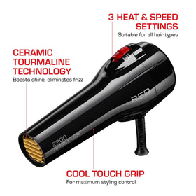 Close-up of Red by Kiss Hair Dryer controls