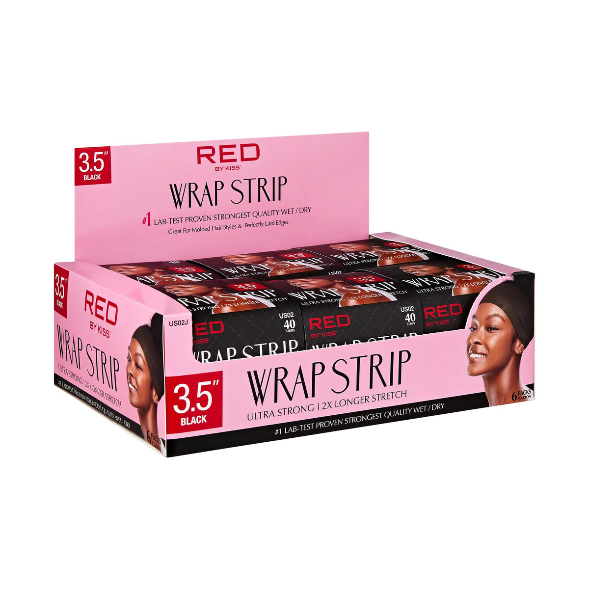 Close-up of Red by Kiss Hair Wrapping Strip showing Ultra Strong technology