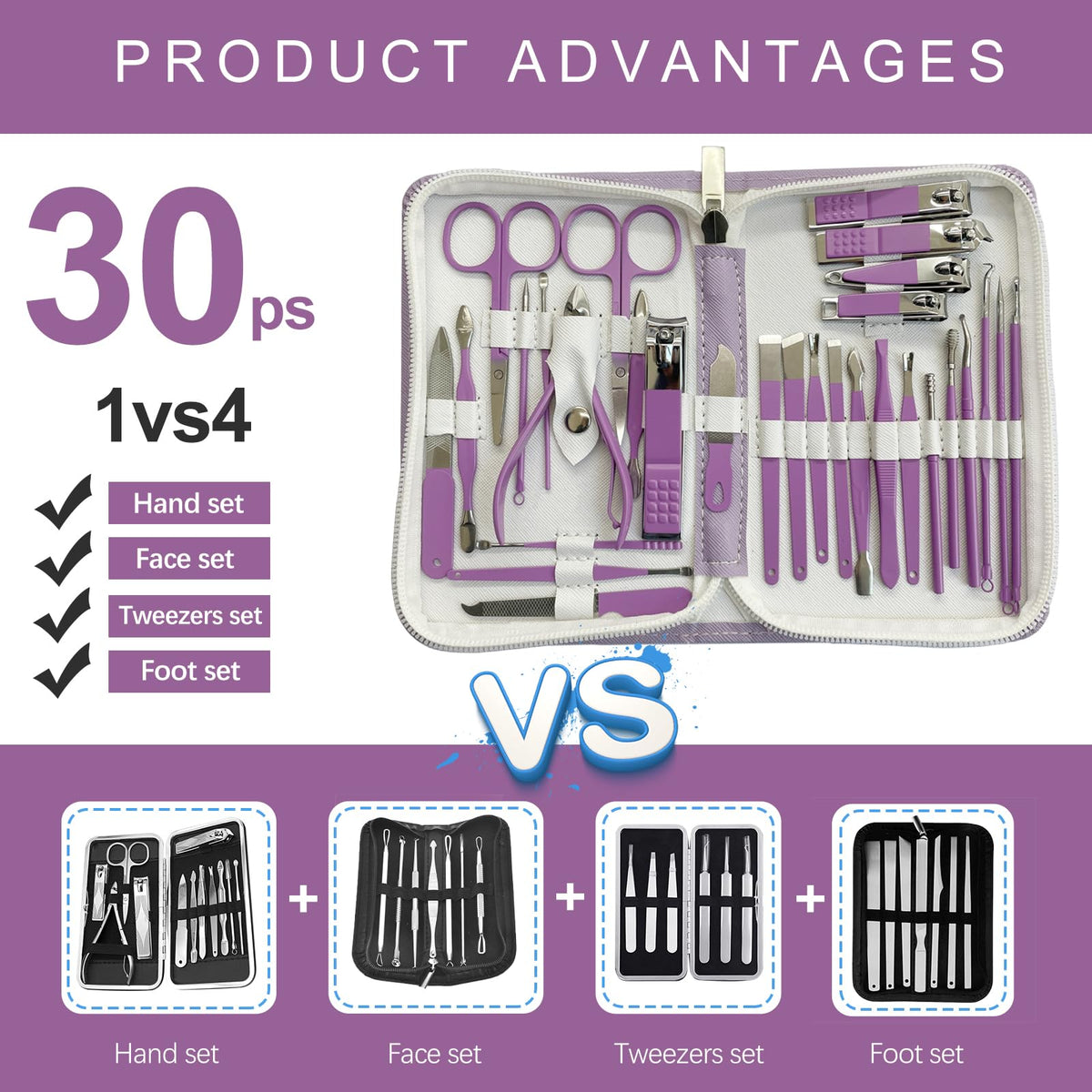 Close-up of RedFlow nail clippers and grooming tools in the set
