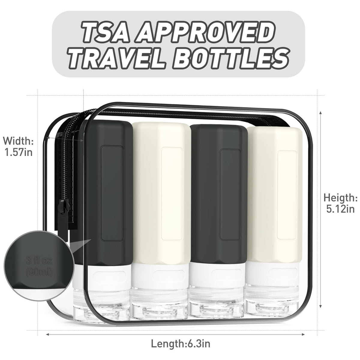 Close-up of Redfly travel bottle label groove feature