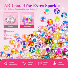 Close-up of Redtwo rhinestones showcasing vibrant colours and AB coating