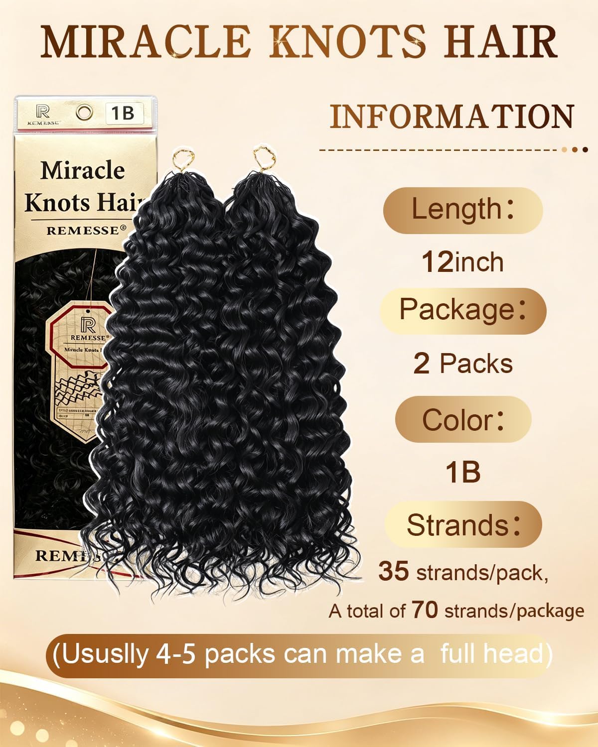 Close-up of REMESSE Miracle Knots Crochet Hair texture