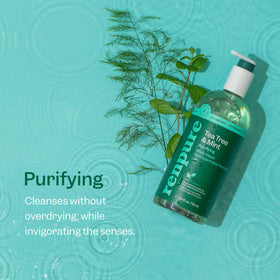 Close-up of RENPURE body wash label with ingredients