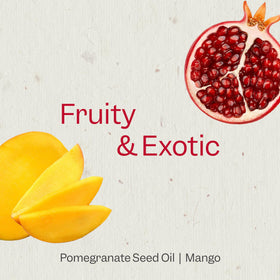 Close-up of RENPURE Pomegranate & Mango Body Wash bottle with pump