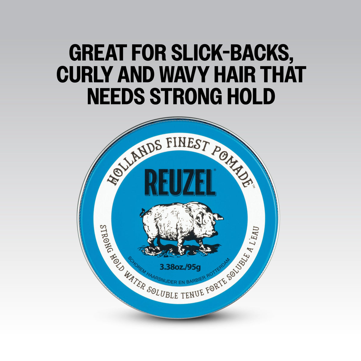 Close-up of REUZEL Blue Pomade texture on a finger