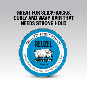 Close-up of REUZEL Blue Pomade texture on a finger