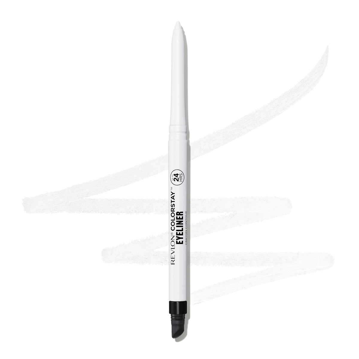 Close-up of REVLON ColorStay Eyeliner pencil with sharpener
