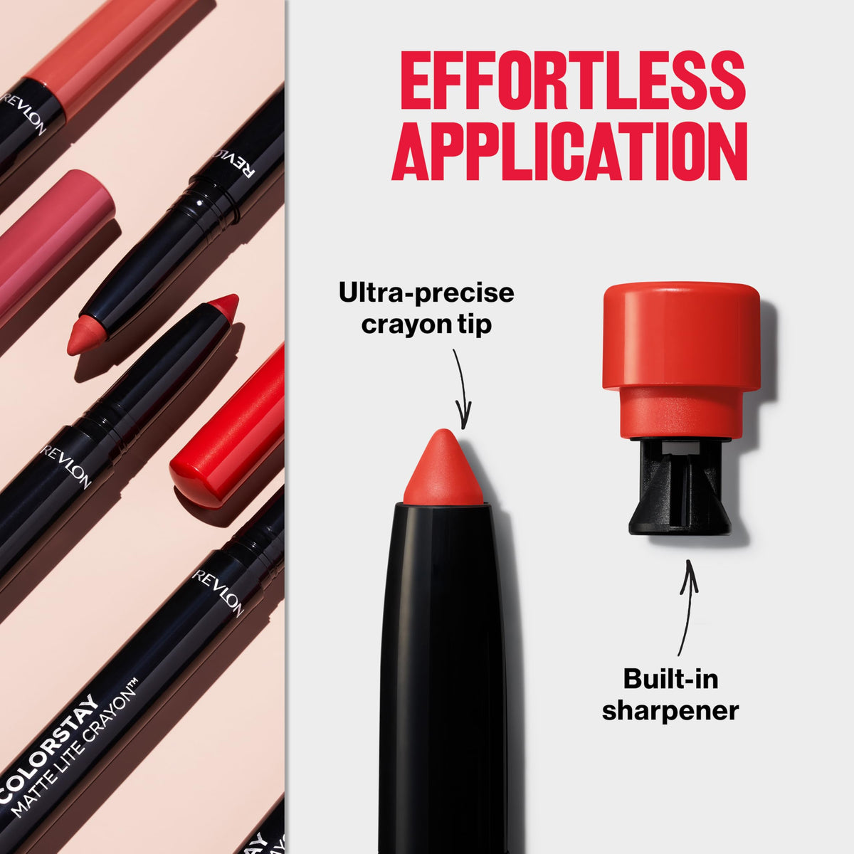 Close-up of REVLON ColorStay Matte Lite Lipstick Crayon 004 Take Flight tip