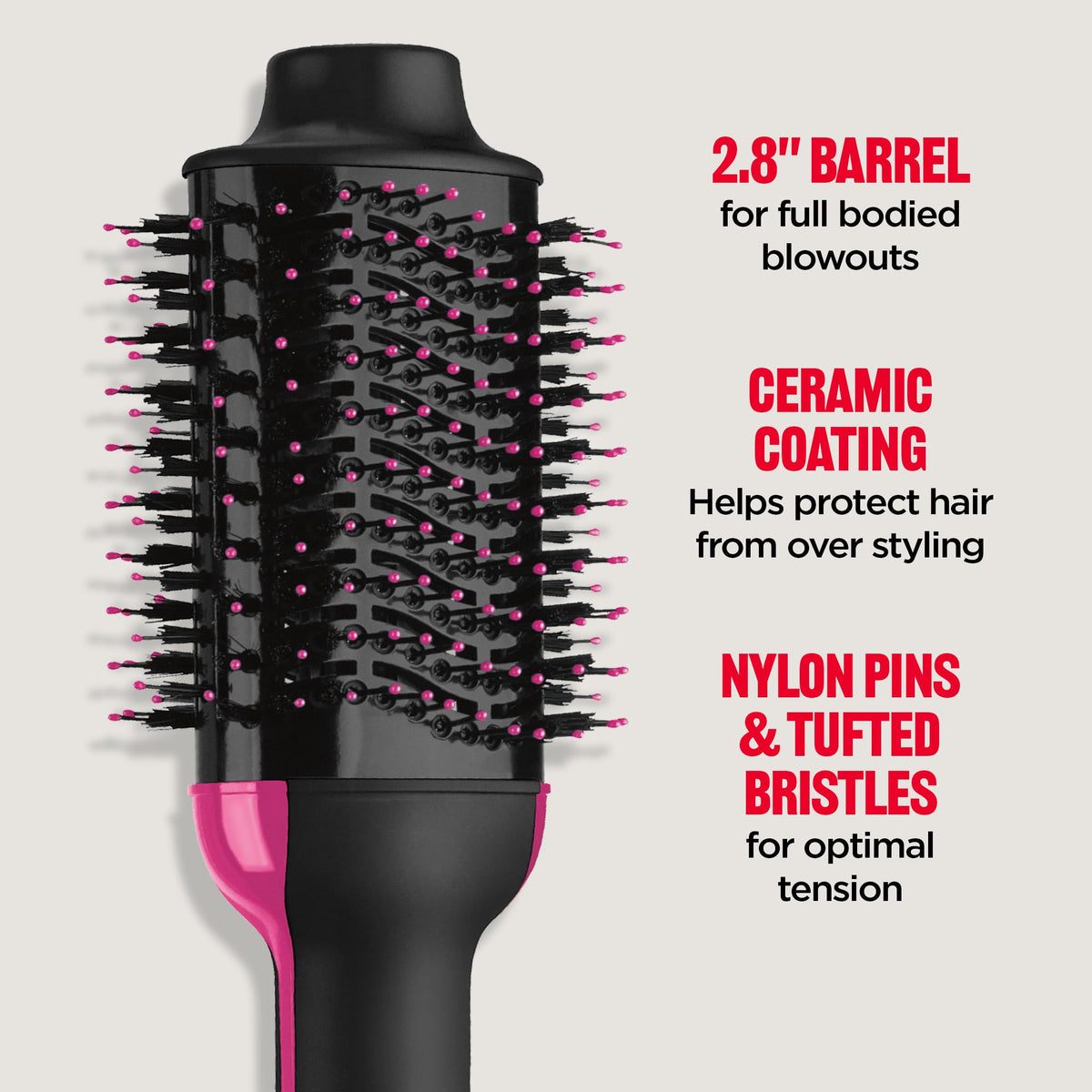 Close-up of REVLON One-Step Volumizer bristles