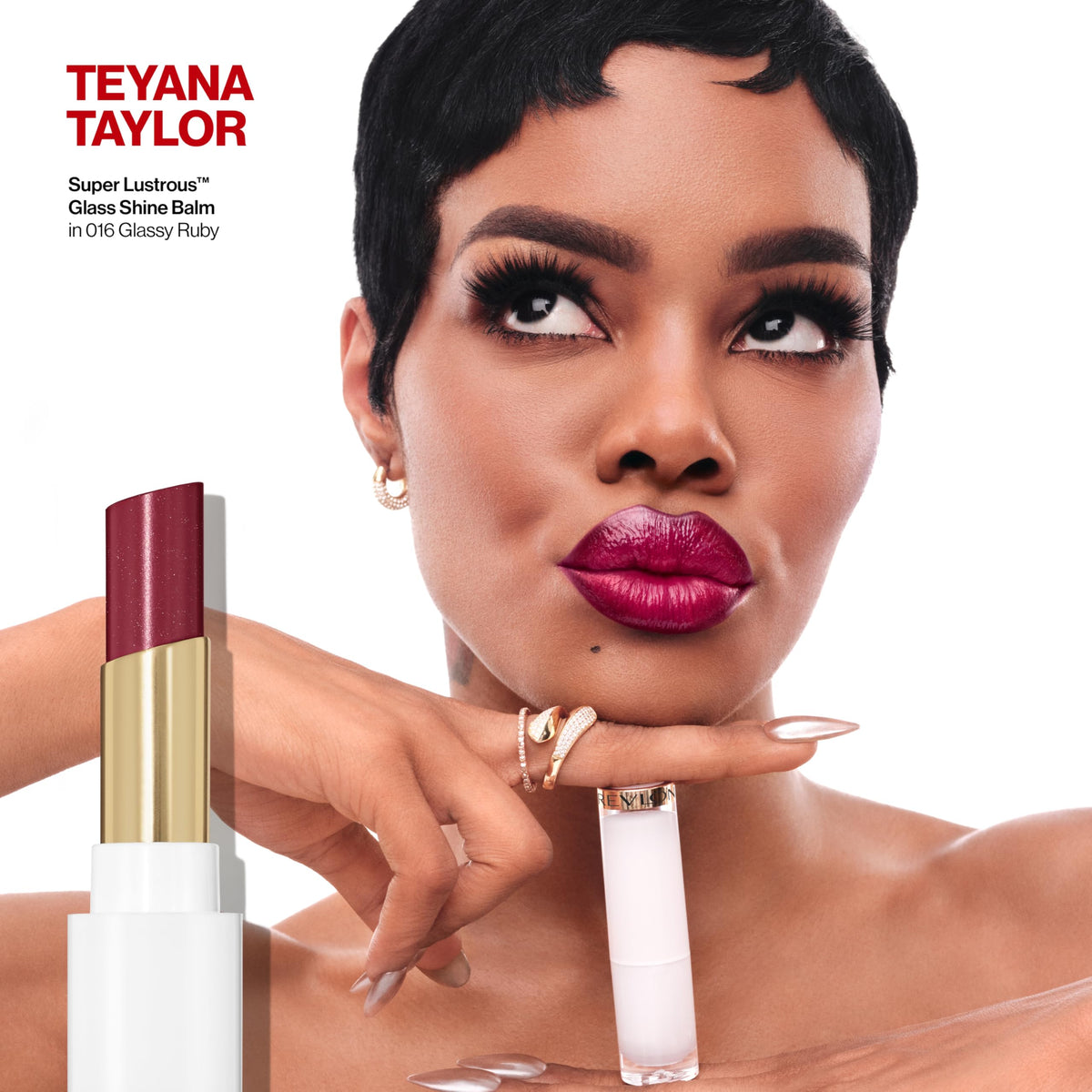 Close-up of REVLON Super Lustrous Glass Shine Balm Luminous Lilac on lips