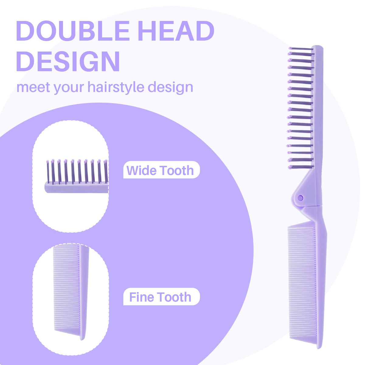 Close-up of RHOS Mini Folding Comb with coarse and fine teeth