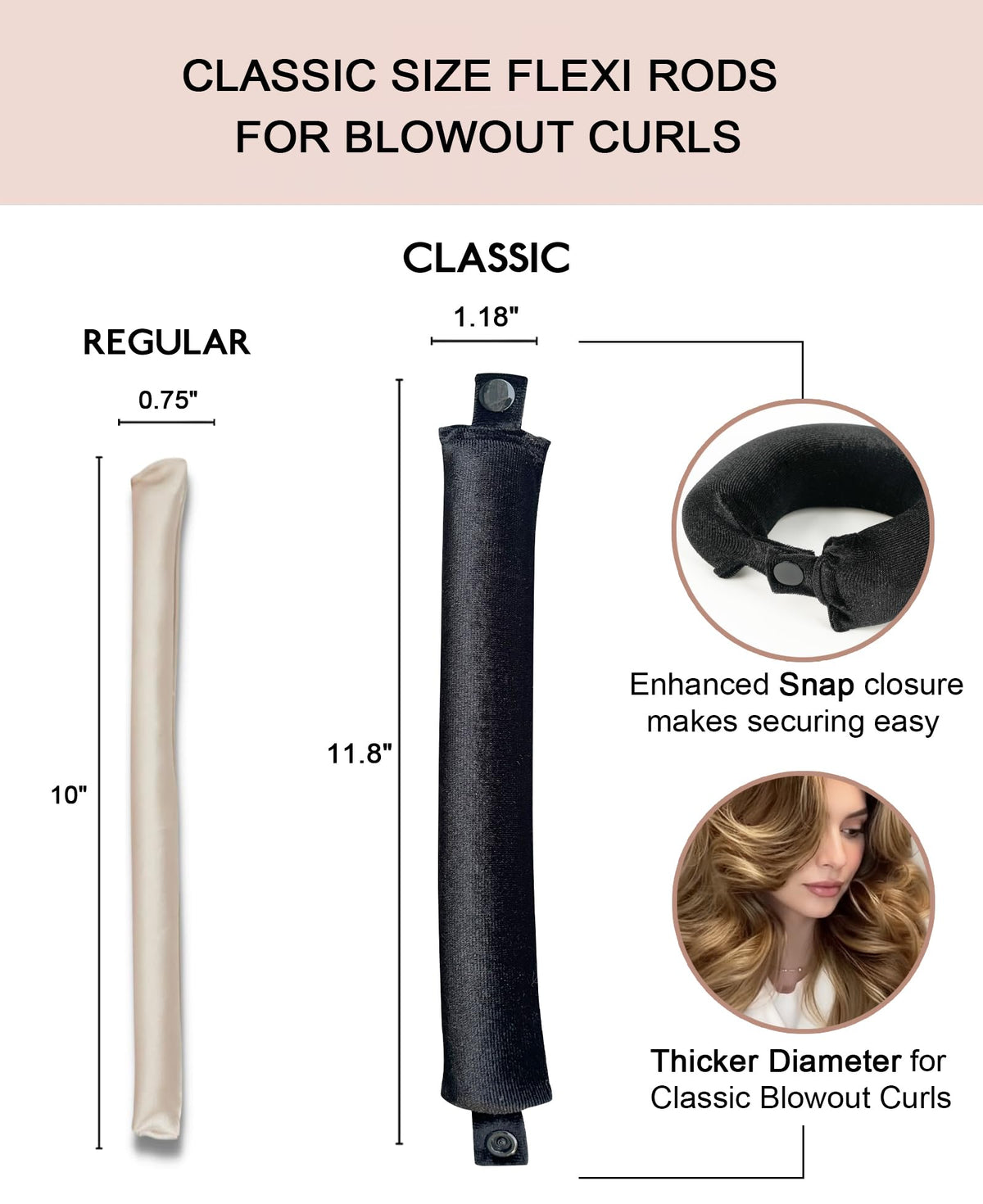 Close-up of RIFFIN heatless curling rods with satin scarf