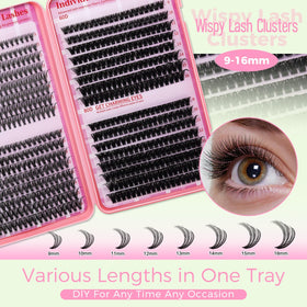 Close-up of RITALASH cluster lashes showing different styles