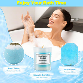 Close-up of RIYA Spa Gift Set items arranged elegantly