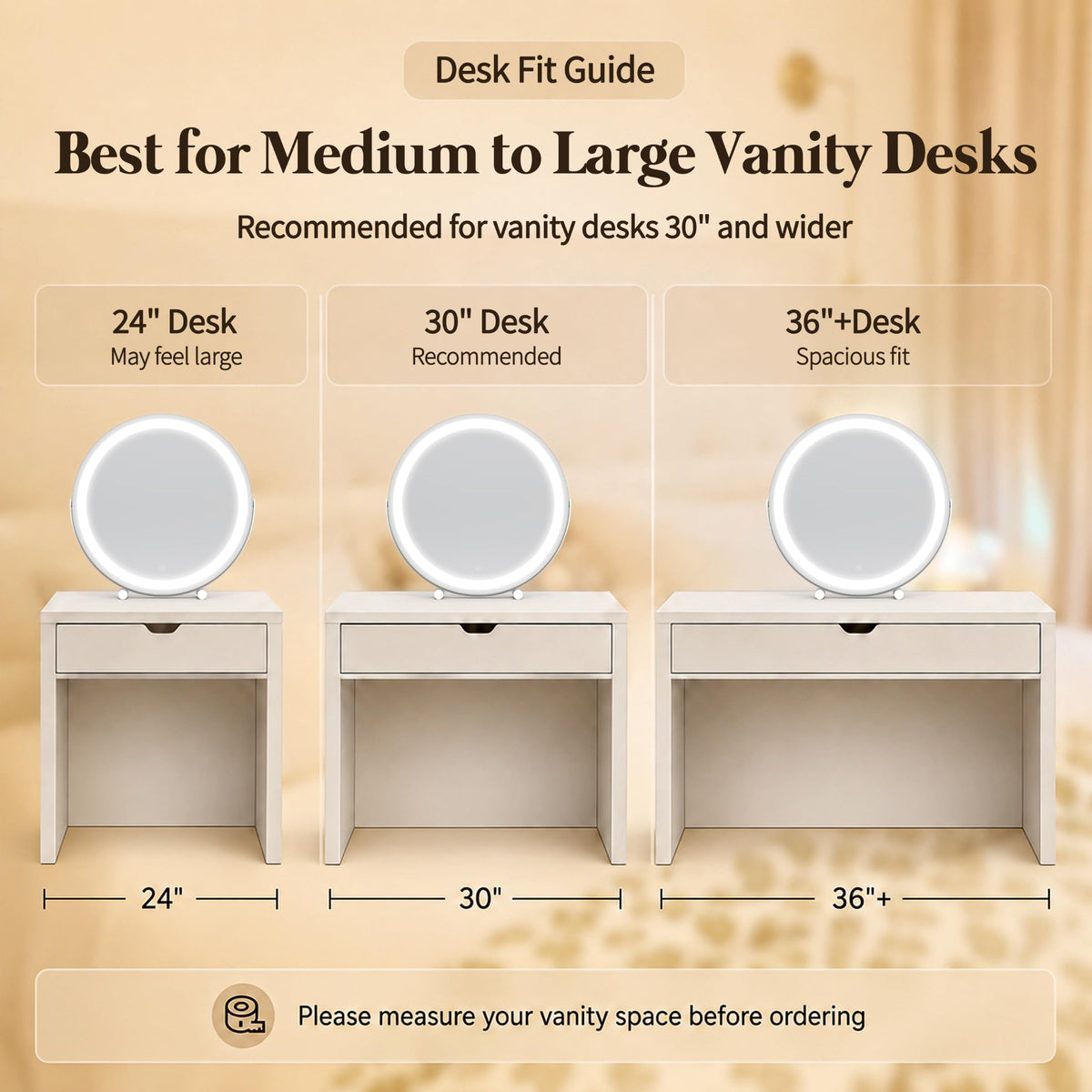 Close-up of ROLOVE 18 Inch Makeup Mirror touch control panel