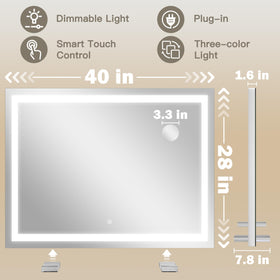 Close-up of ROLOVE Lighted Vanity Mirror touch-sensitive controls