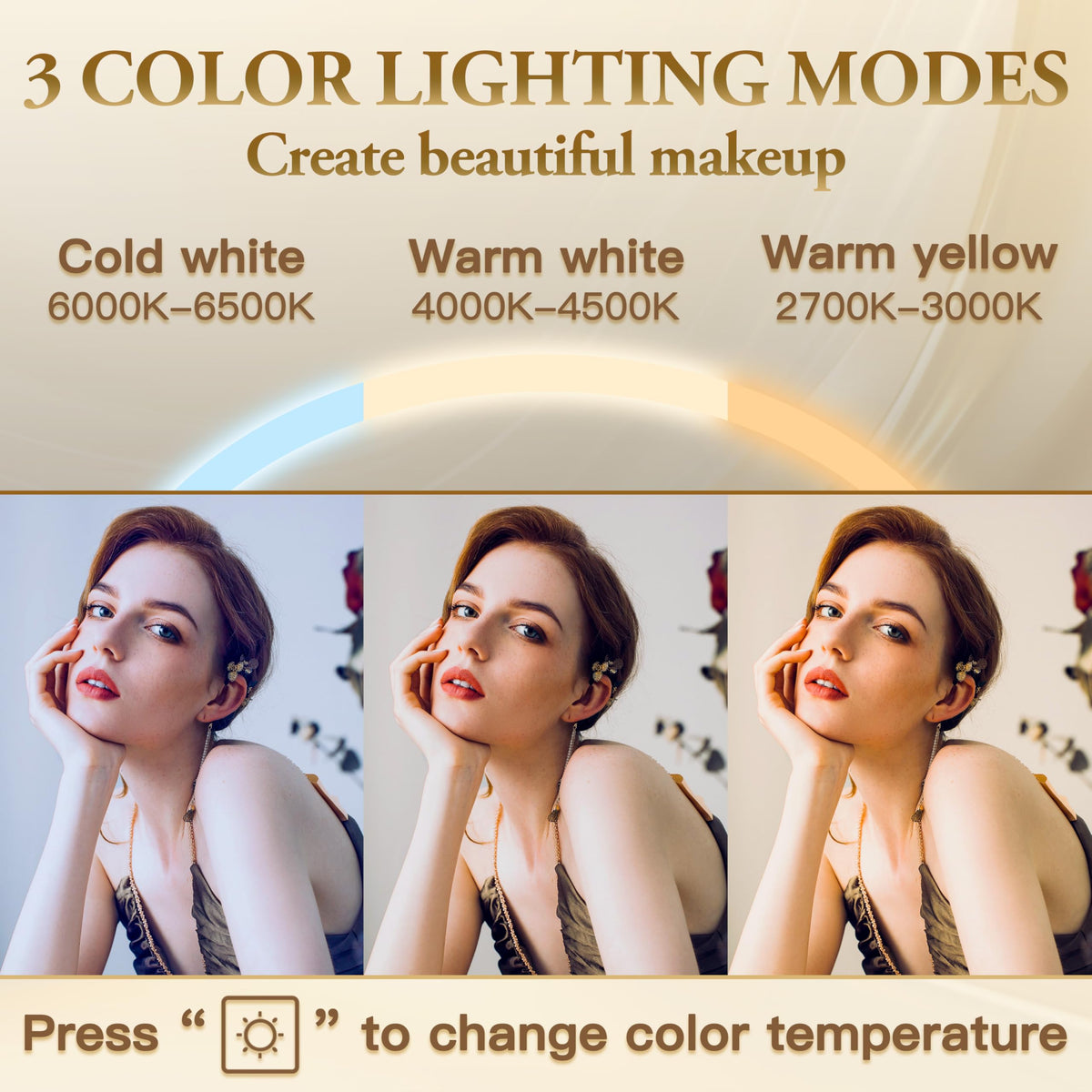 Close-up of ROLOVE Vanity Mirror with adjustable brightness settings