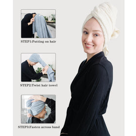 Close-up of ROLSHOL Microfiber Hair Towel's elastic fixing band