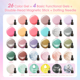 Close-up of ROSALIND gel polish bottles showcasing pastel jelly colours
