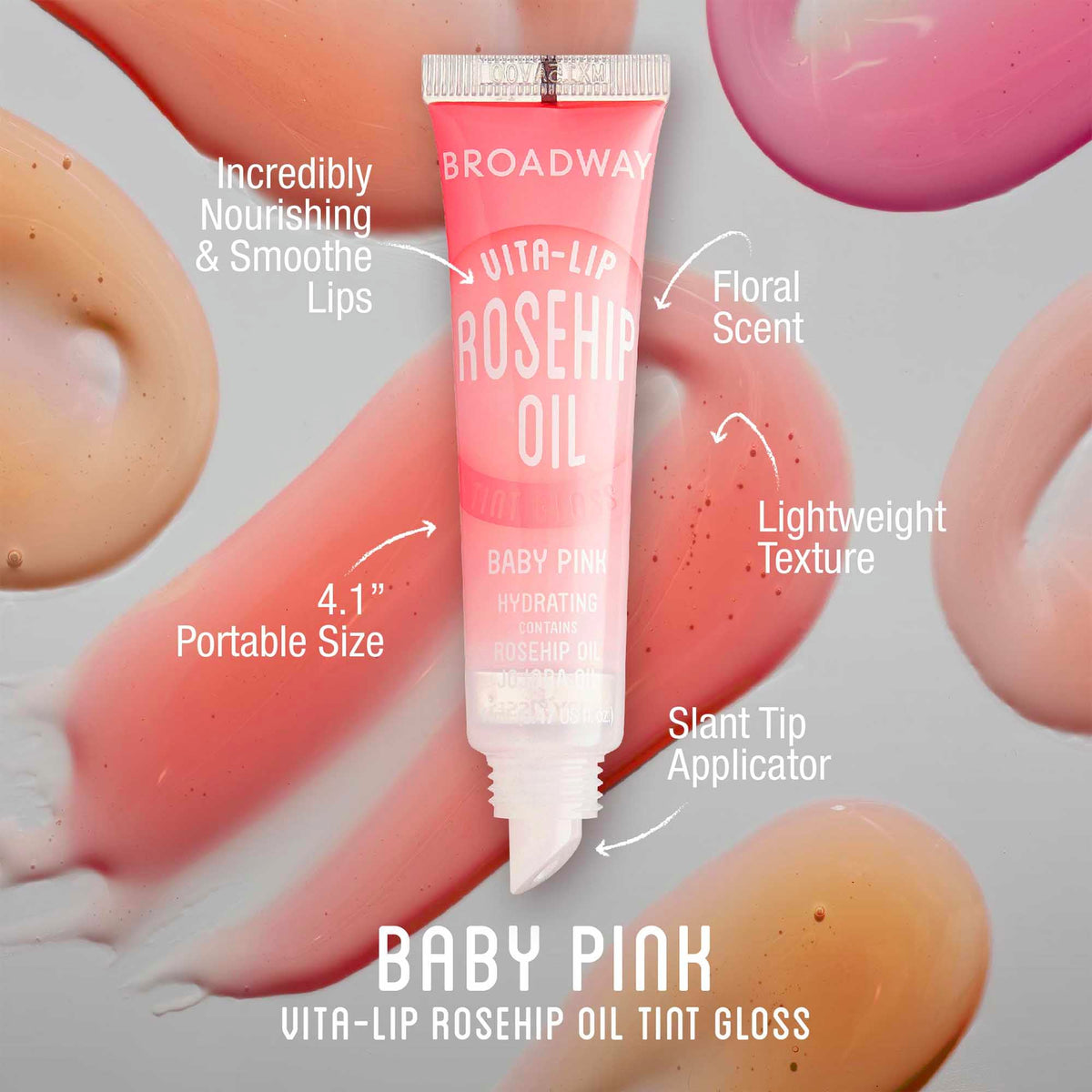 Close-up of Ruby Kisses tinted lip gloss shades