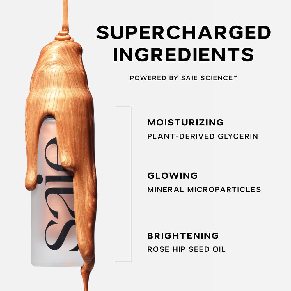 Close-up of Saie Glowy Super Gel texture on skin